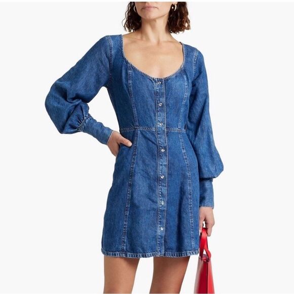 GANNI NEW Denim mini dress size 2 - Picture 1 of 10
